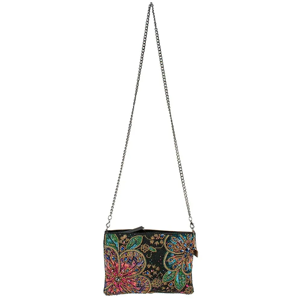 Mary Frances Wanderlust Black Leather Crossbody Handbag Bag New
