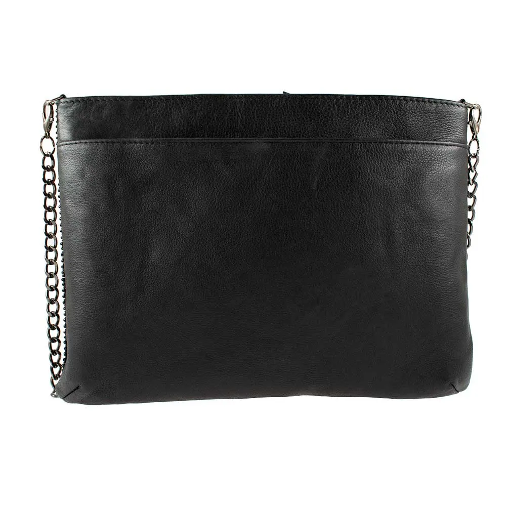 Mary Frances Wanderlust Black Leather Crossbody Handbag Bag New