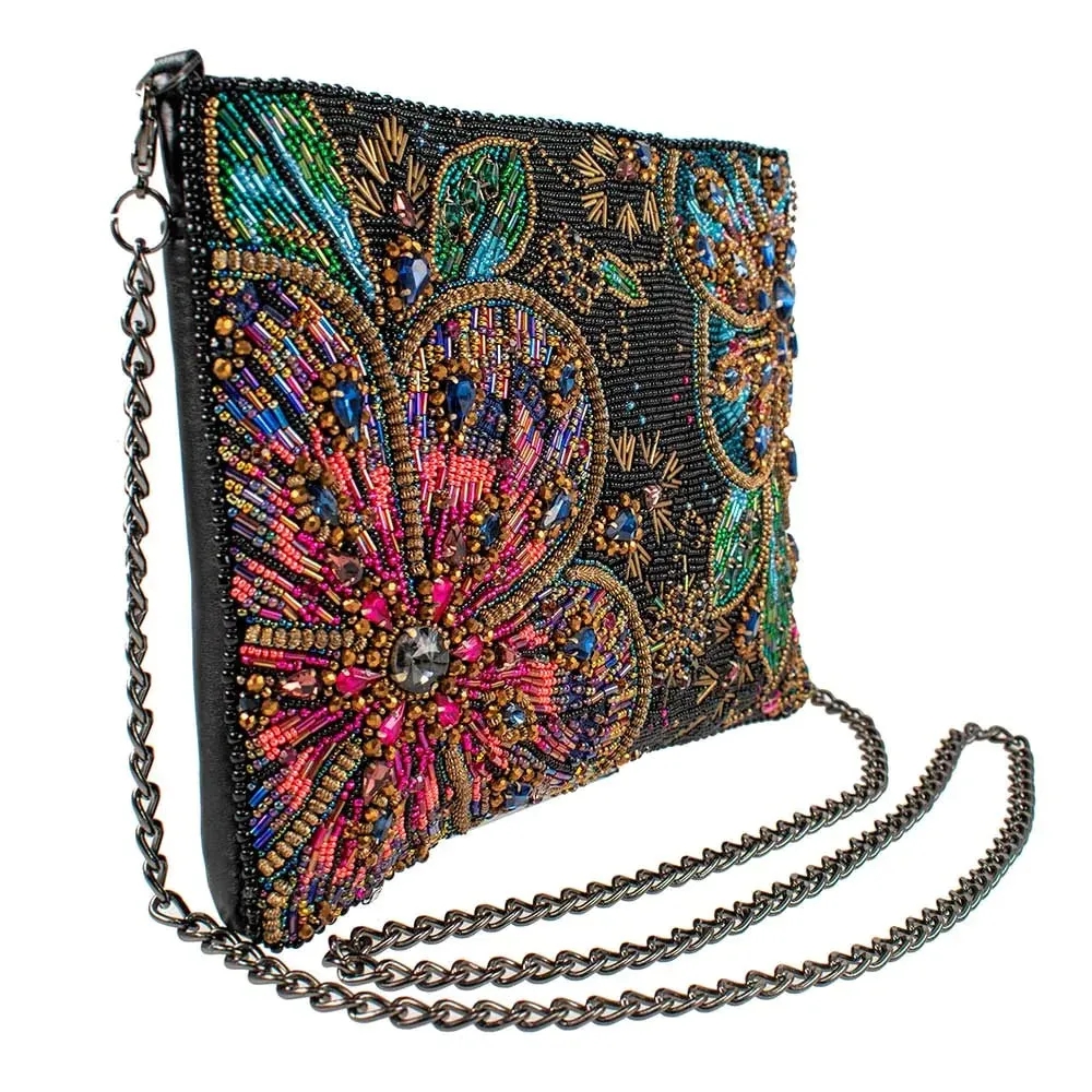 Mary Frances Wanderlust Black Leather Crossbody Handbag Bag New