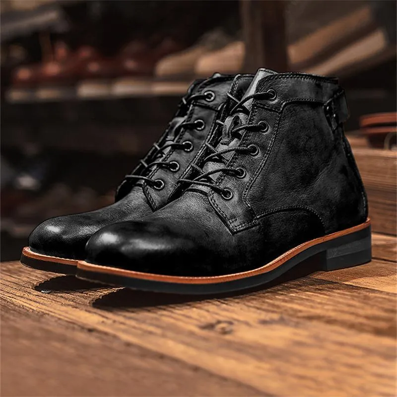 Men's Retro Round Toe Lace Up Martin Boots