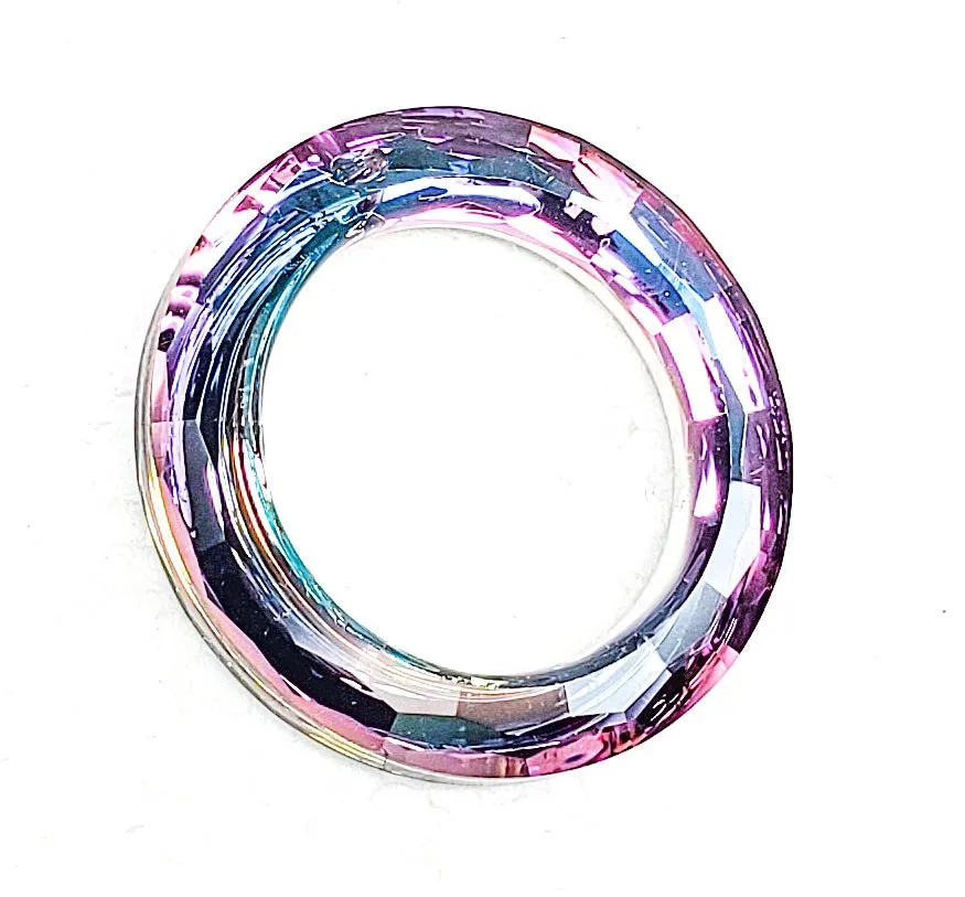 Metallic Lilac and Aqua Ring Chandelier Crystal, 50mm Foiled Crystal