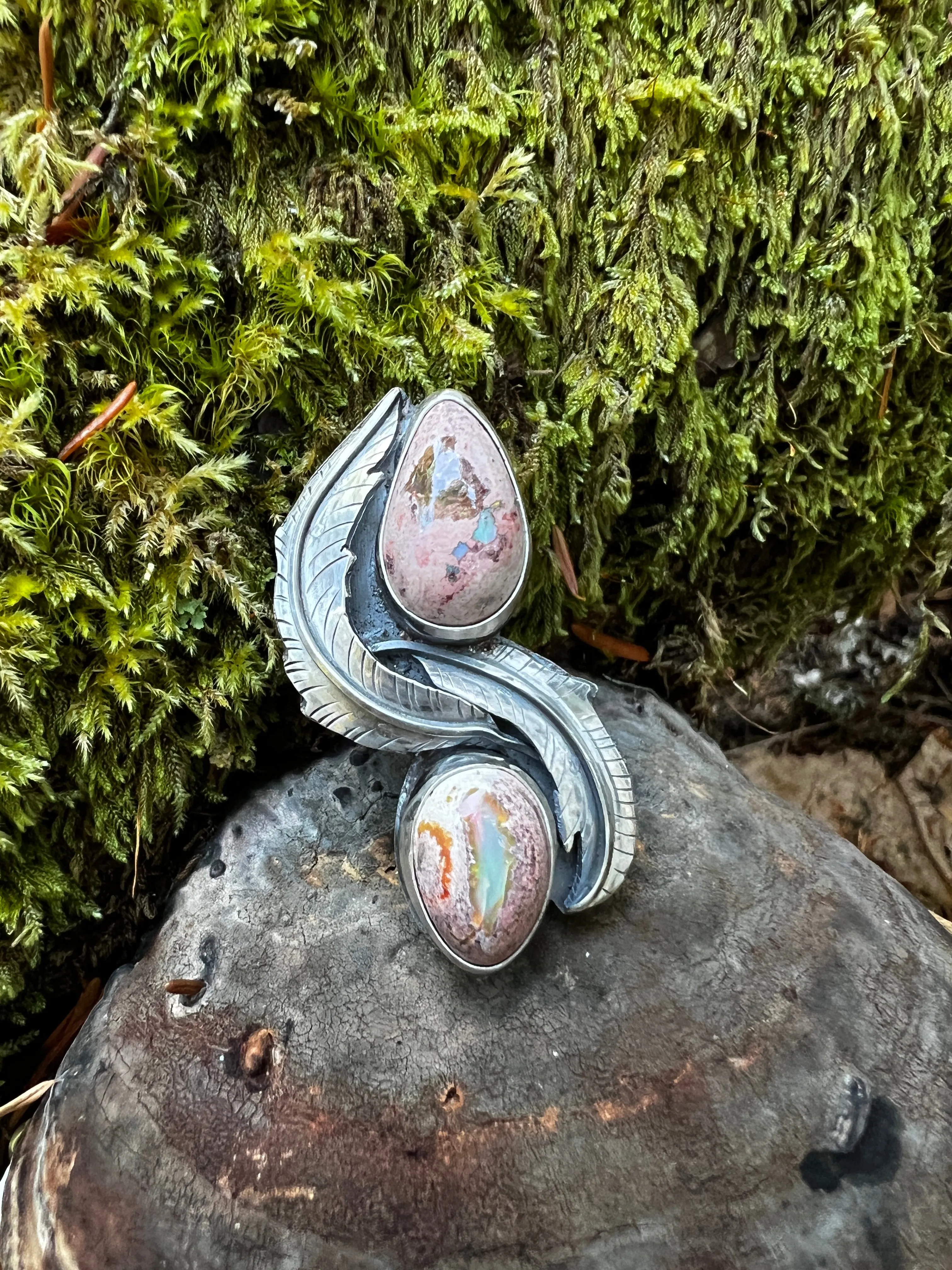 Mexican Fire Opal Rose Parade Ring size 6.5