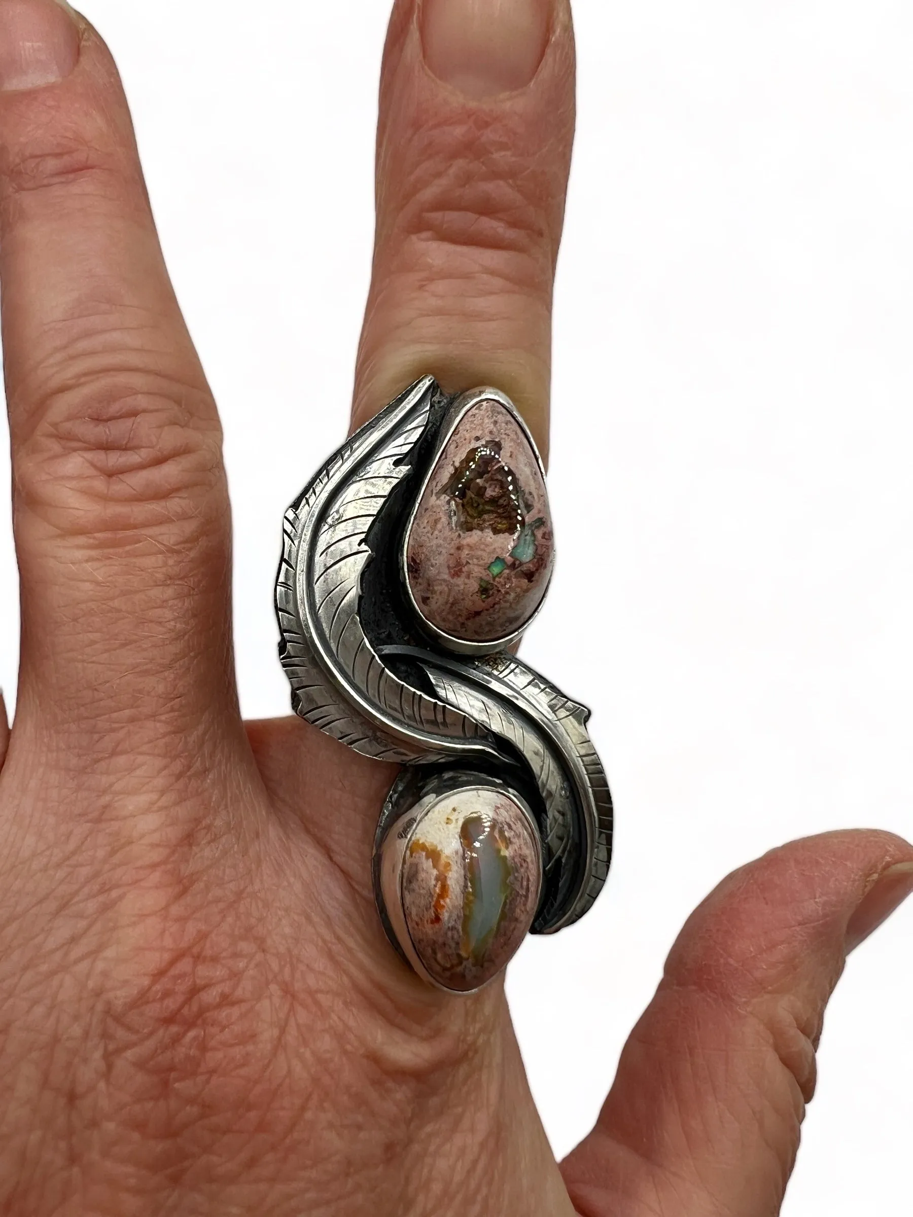 Mexican Fire Opal Rose Parade Ring size 6.5