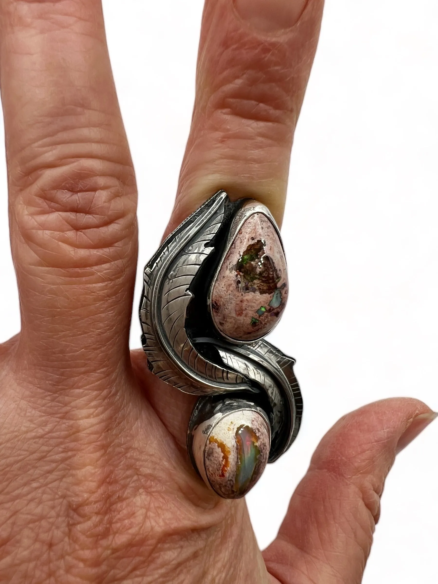 Mexican Fire Opal Rose Parade Ring size 6.5