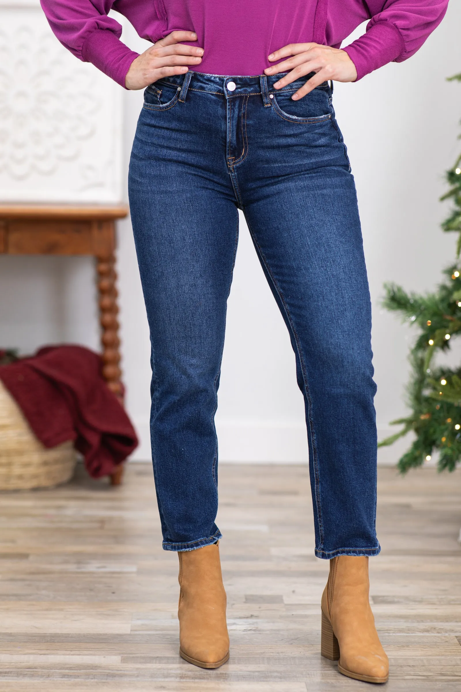 Mica High Wedge Straight Leg Jeans