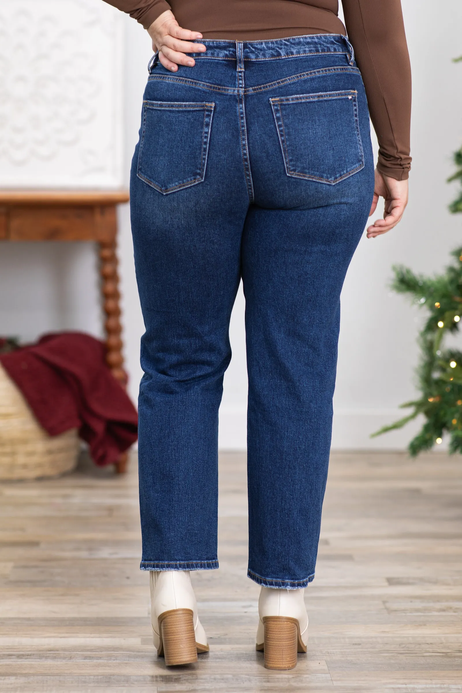 Mica High Wedge Straight Leg Jeans