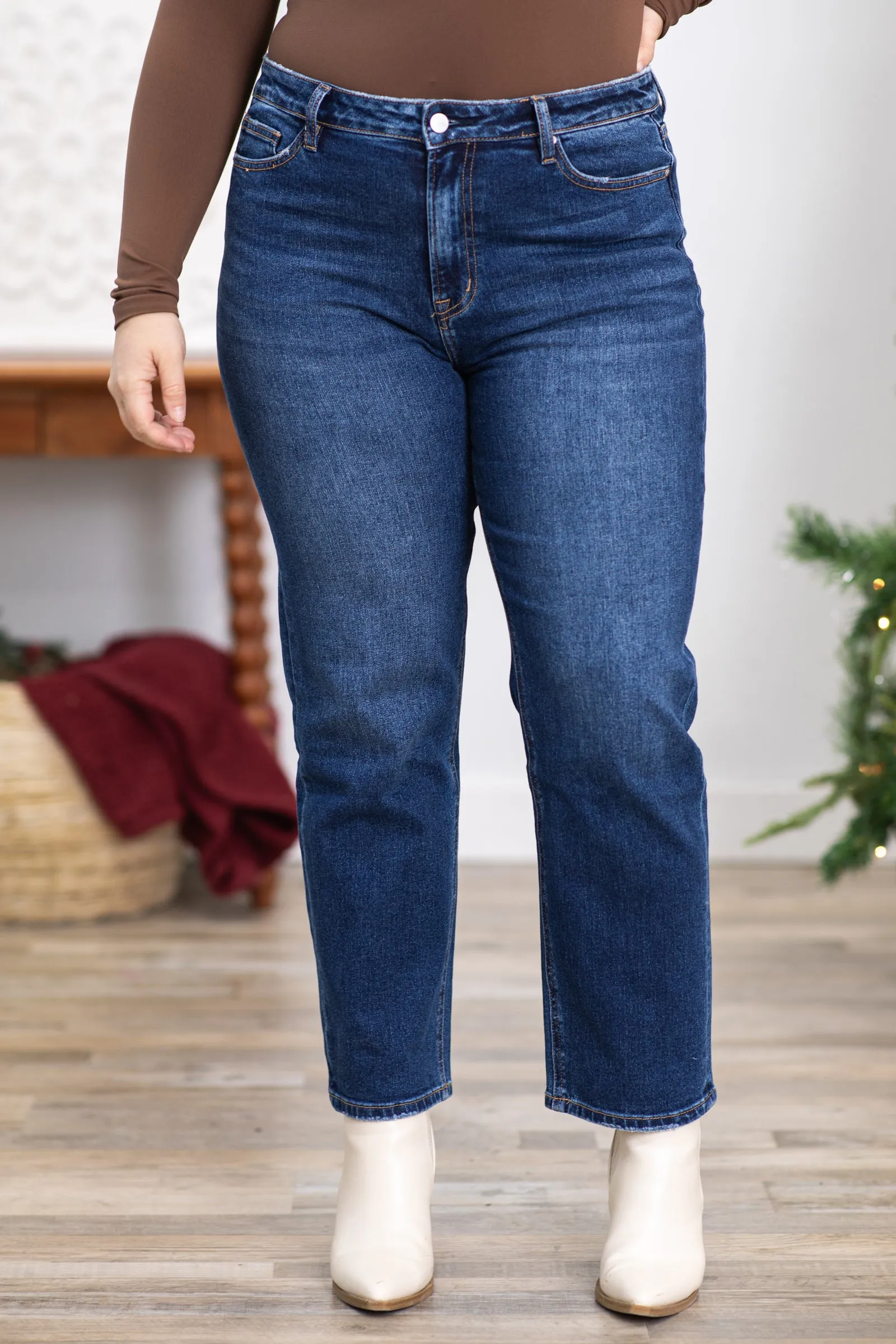 Mica High Wedge Straight Leg Jeans