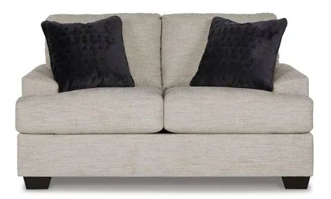 Mid Century Modern Platform Loveseat in Pebble