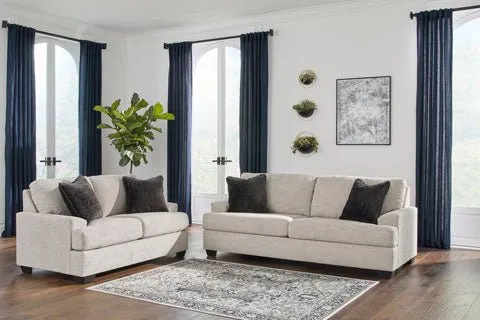 Mid Century Modern Platform Loveseat in Pebble