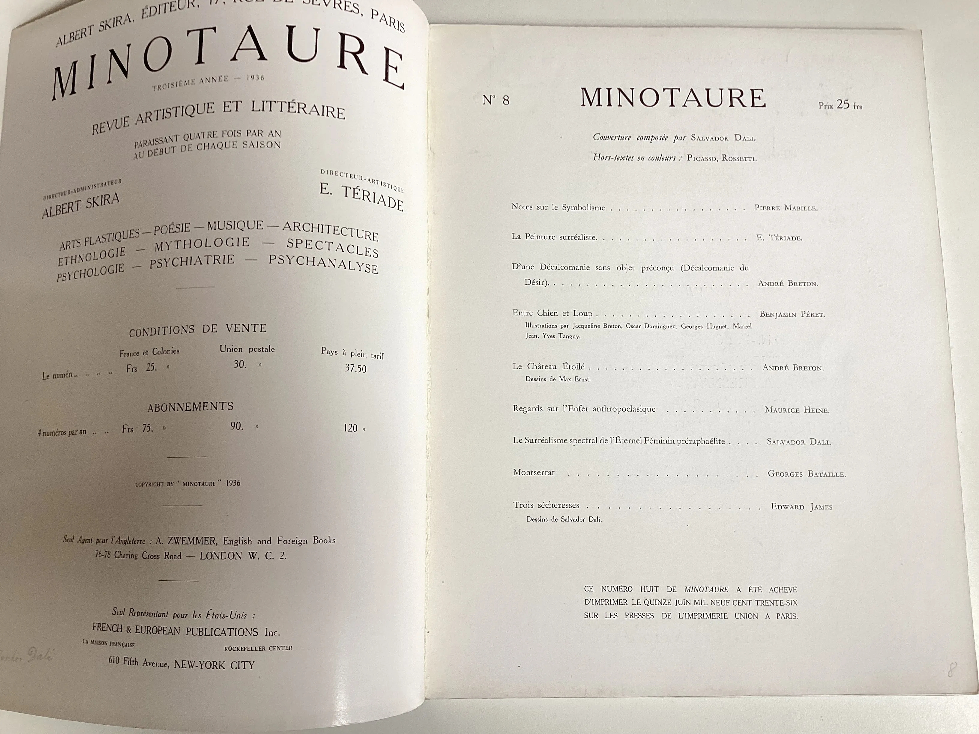 Minotaure Revue Artistique et Littéraire 1933-1939 complete set