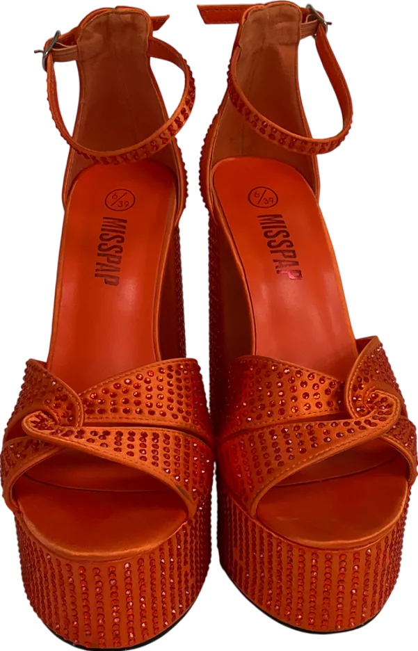 Misspap Orange Diamante Extreme Platform Heels UK 6 EU 39 👠