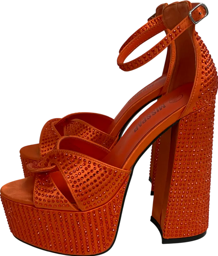 Misspap Orange Diamante Extreme Platform Heels UK 6 EU 39 👠