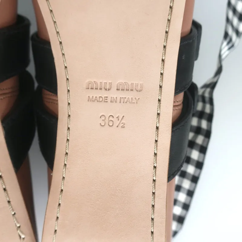 Miu Miu Buckled Ankle Tie Ballet Flats Pink Leather Size 36.5 NEW