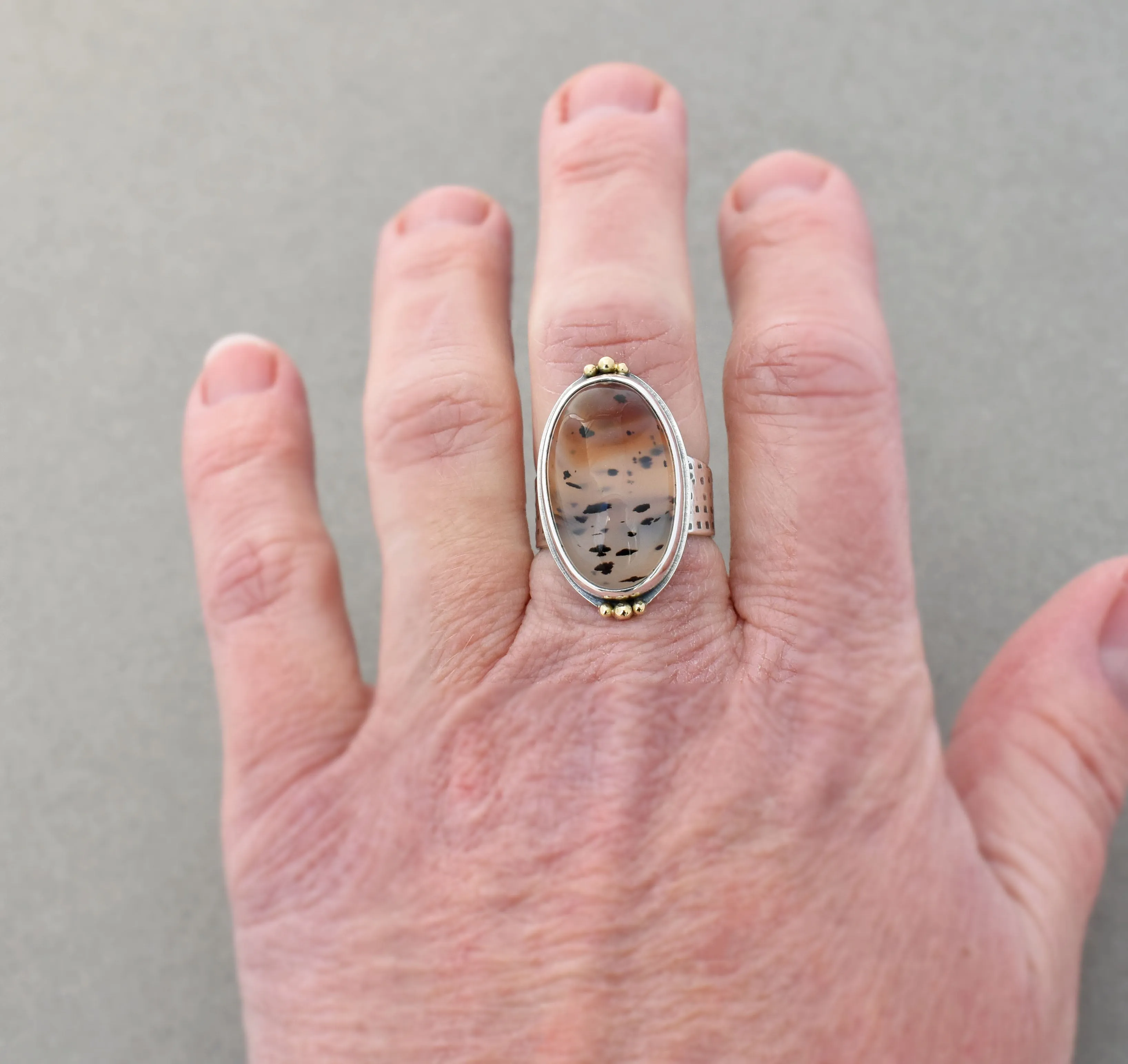Montana Agate Ring. High Dome. Size 7.5