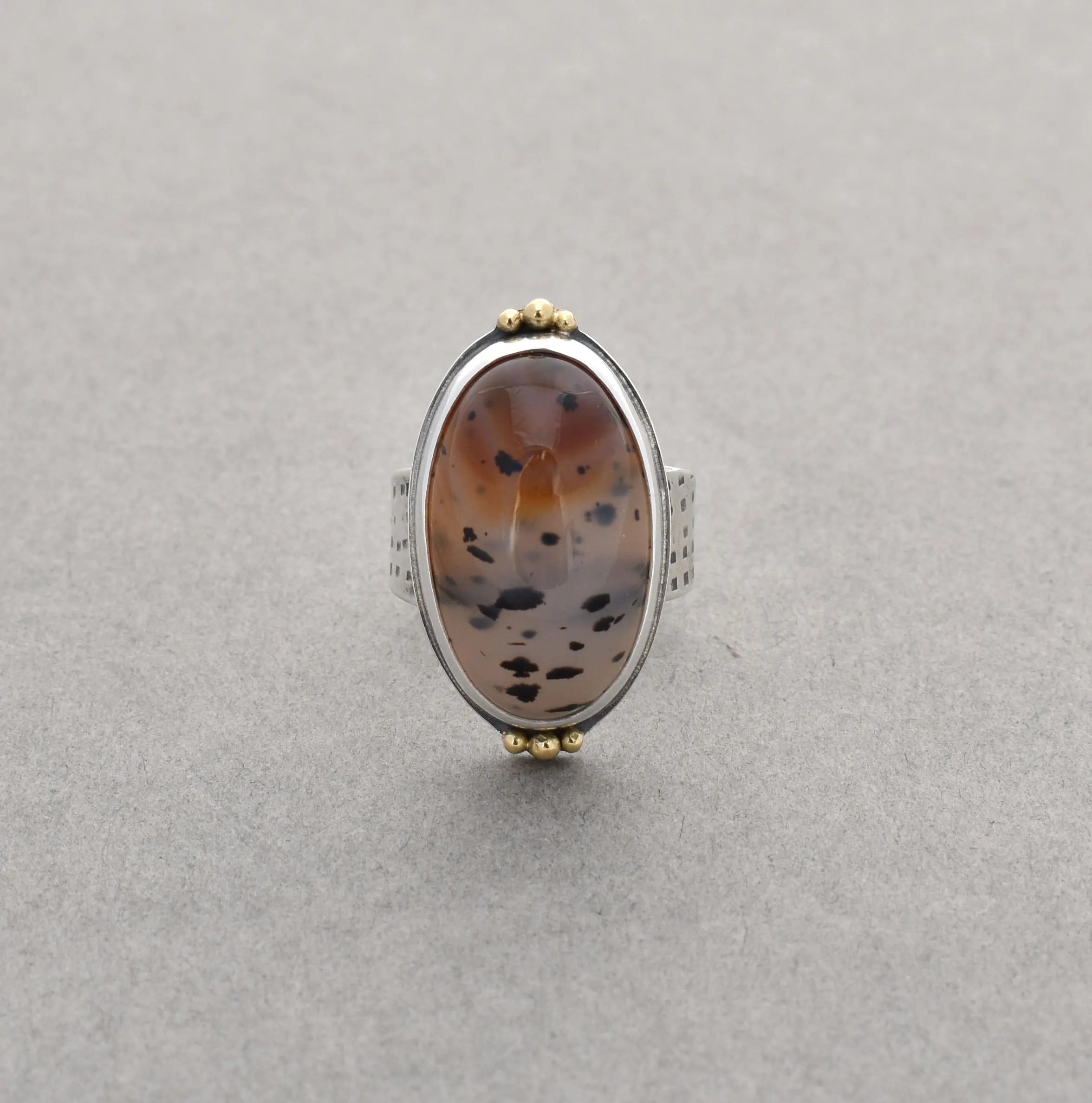 Montana Agate Ring. High Dome. Size 7.5