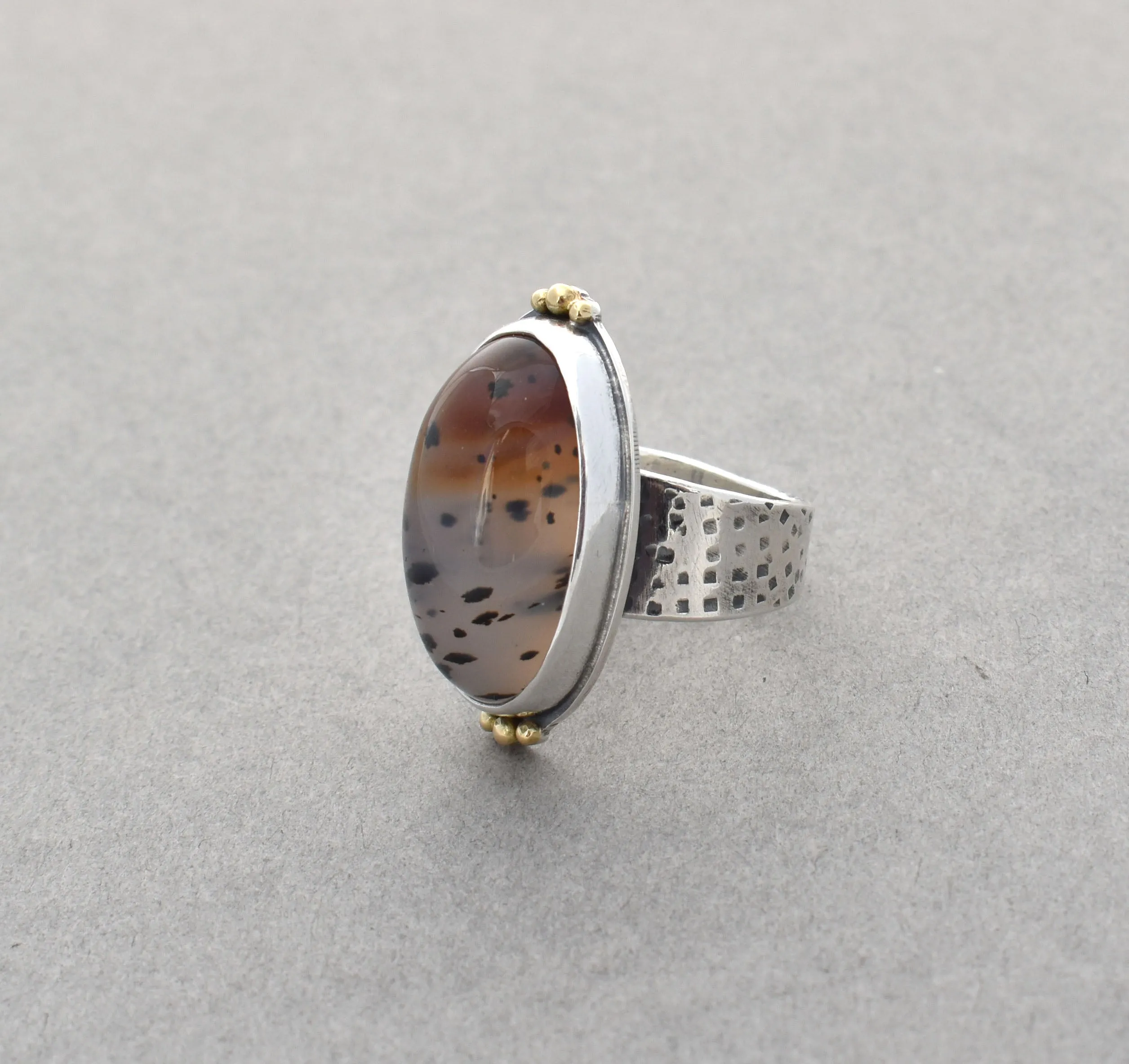 Montana Agate Ring. High Dome. Size 7.5