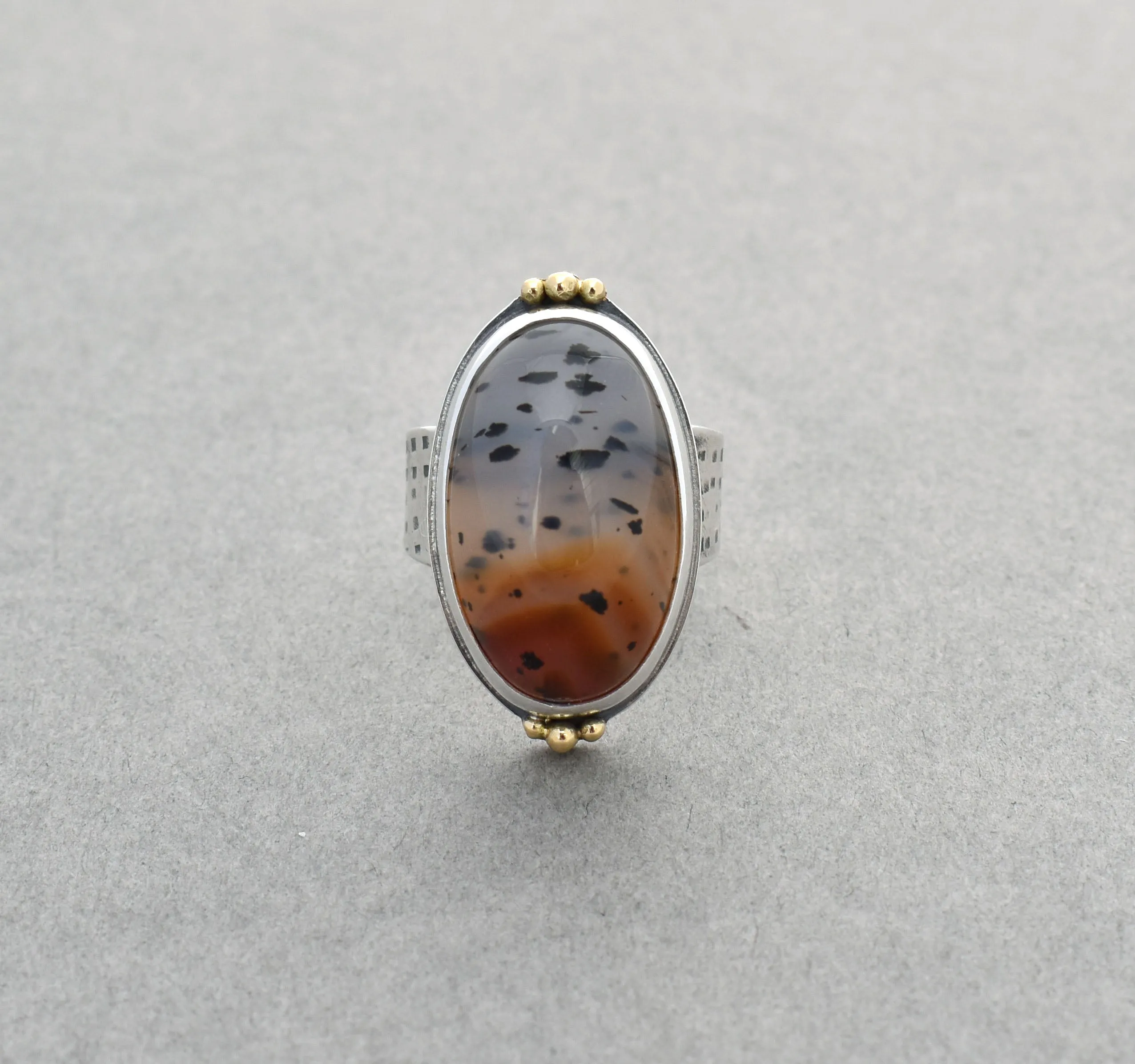 Montana Agate Ring. High Dome. Size 7.5