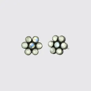 Moonstone Cabochon Flower Studs
