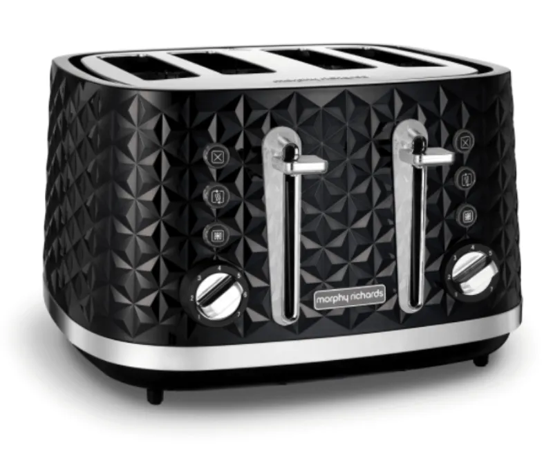Morphy Richards Toaster 4 Slice Plastic Black 7 Heat Settings 1600W Vector