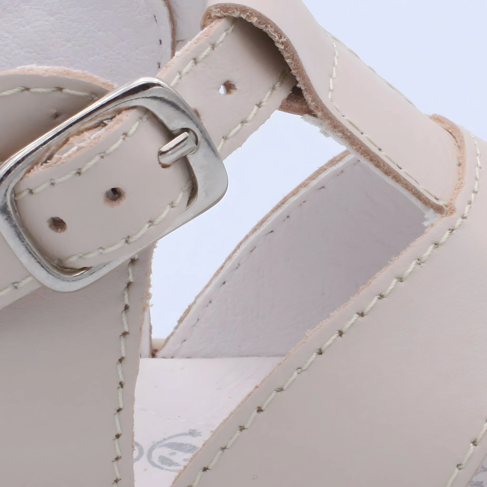 'Myles' Boys Nude Leather T-Bar Sandals