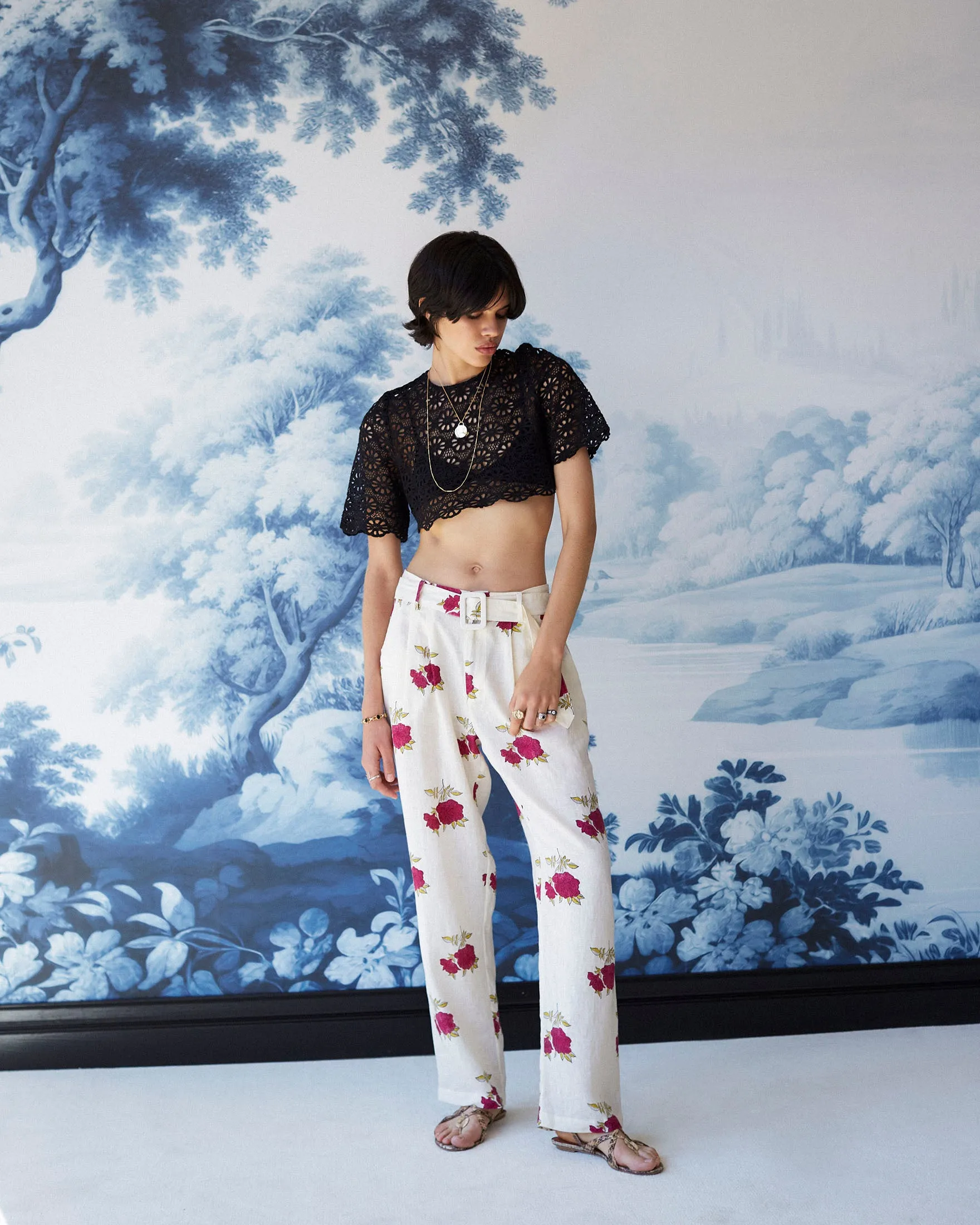 Nala Onyx Lace Cropped Top