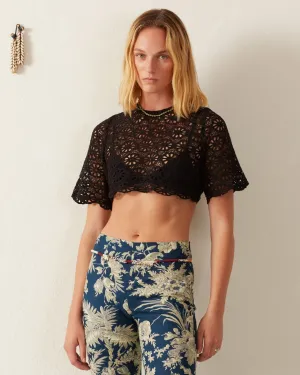 Nala Onyx Lace Cropped Top