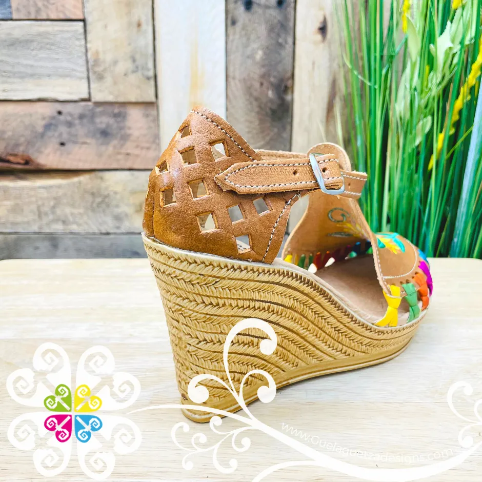Natural Embroider Sunflower - Wedges Women Shoes