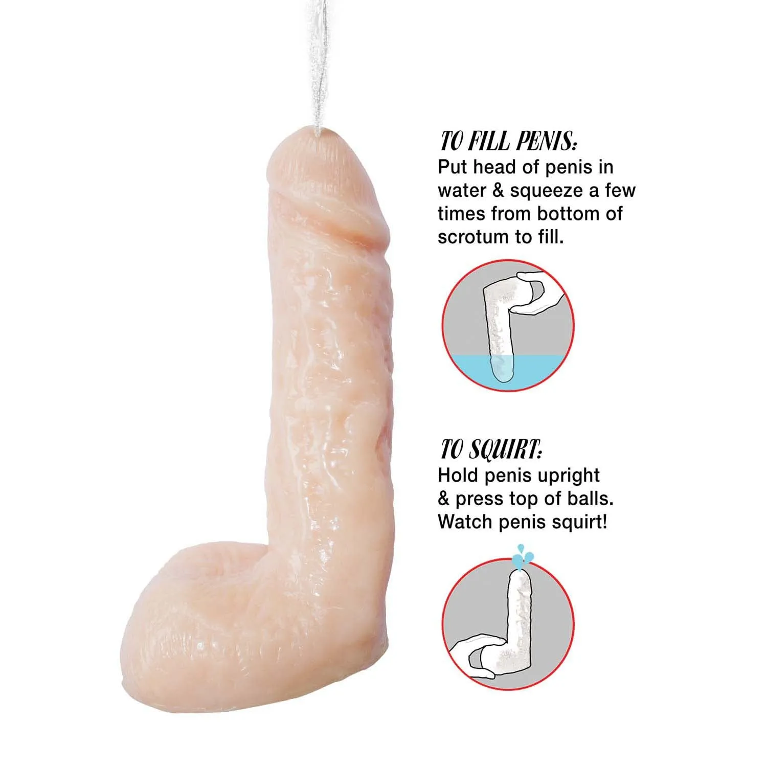 Natural Realskin 8 Inch Squirting Dildo with Harness - Vanilla