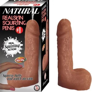 Natural Realskin Squirting Dildo 6 Inch - Chocolate