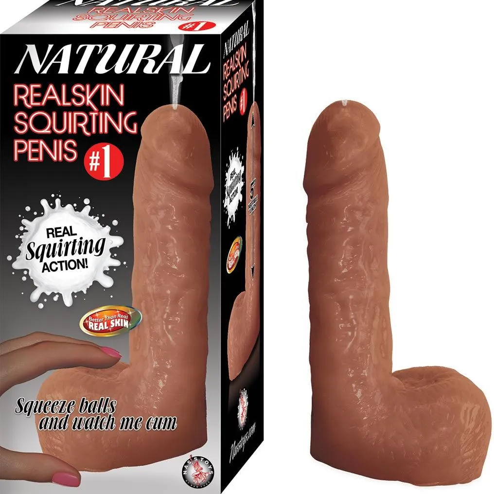 Natural Realskin Squirting Dildo 6 Inch - Chocolate
