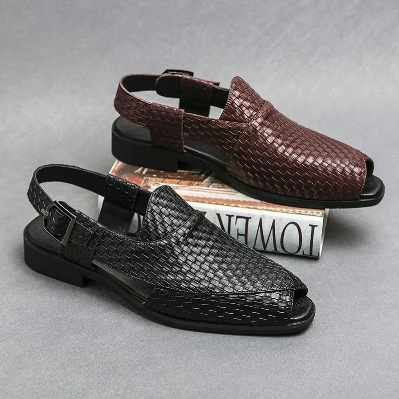 Neue Große Größe 46 Fischerledersandalen für Herren