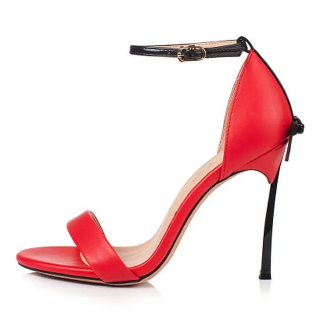 New Summer Carollabelly High Quality Sexy Women Sandals Pointed Toe Bowtie Thin High Heels Party Shoes Big Sizes 41