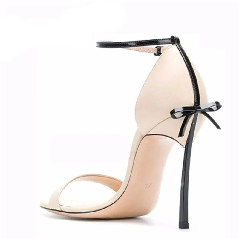 New Summer Carollabelly High Quality Sexy Women Sandals Pointed Toe Bowtie Thin High Heels Party Shoes Big Sizes 41