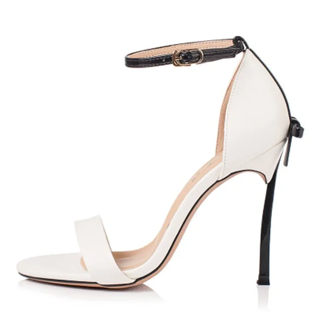New Summer Carollabelly High Quality Sexy Women Sandals Pointed Toe Bowtie Thin High Heels Party Shoes Big Sizes 41