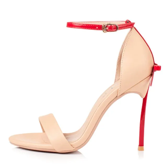 New Summer Carollabelly High Quality Sexy Women Sandals Pointed Toe Bowtie Thin High Heels Party Shoes Big Sizes 41
