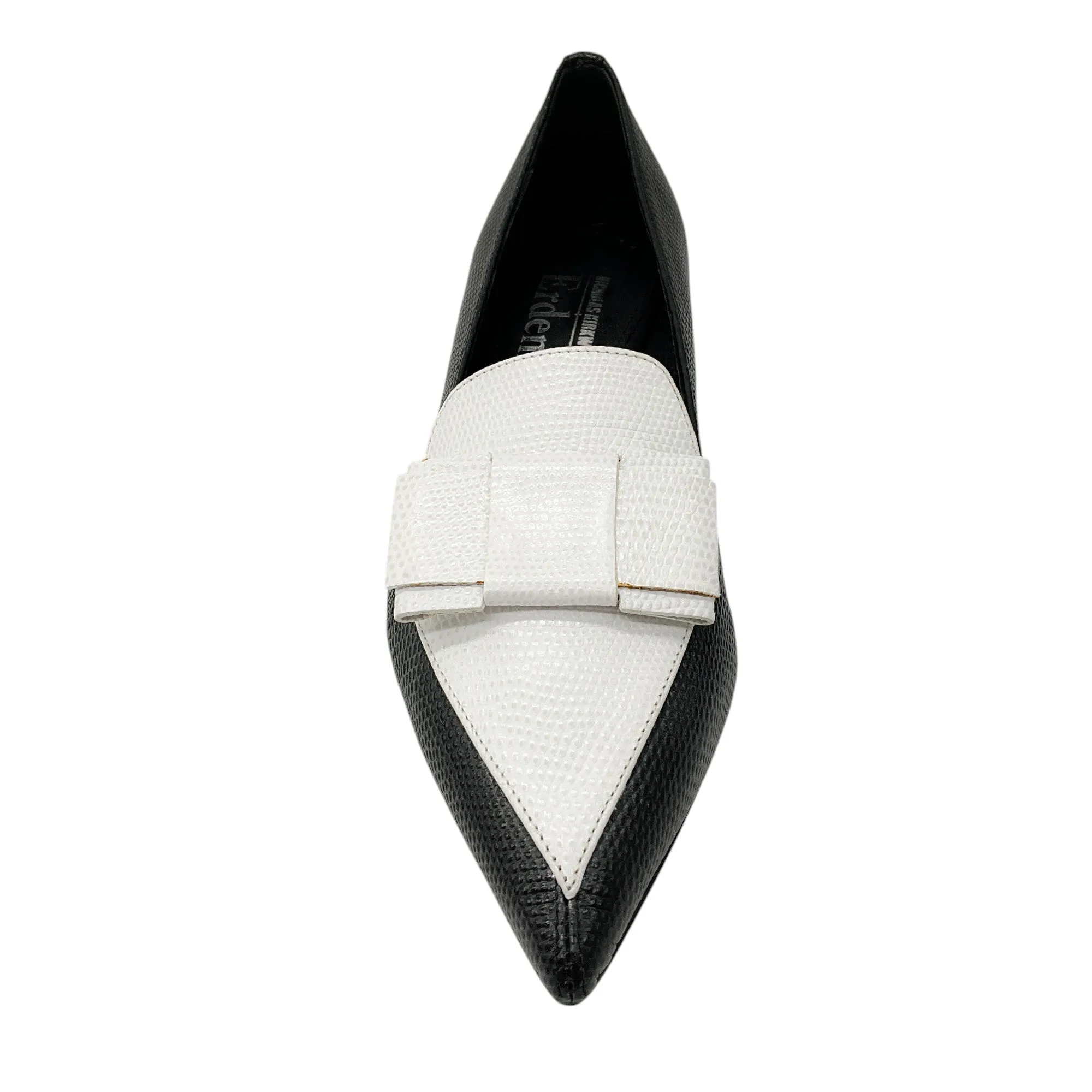 Nicholas Kirkwood x Erdem Black / White Embossed Leather Flats