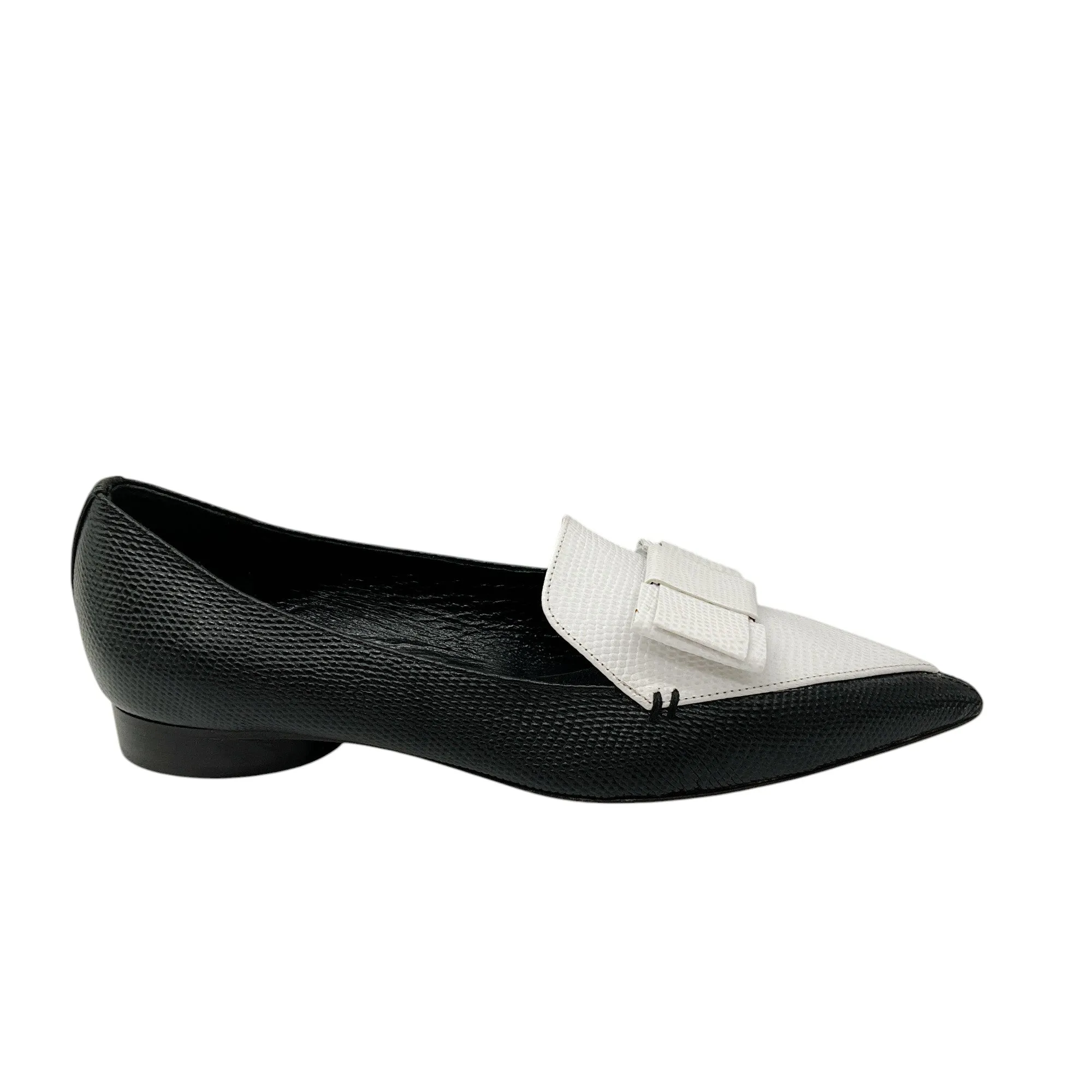 Nicholas Kirkwood x Erdem Black / White Embossed Leather Flats
