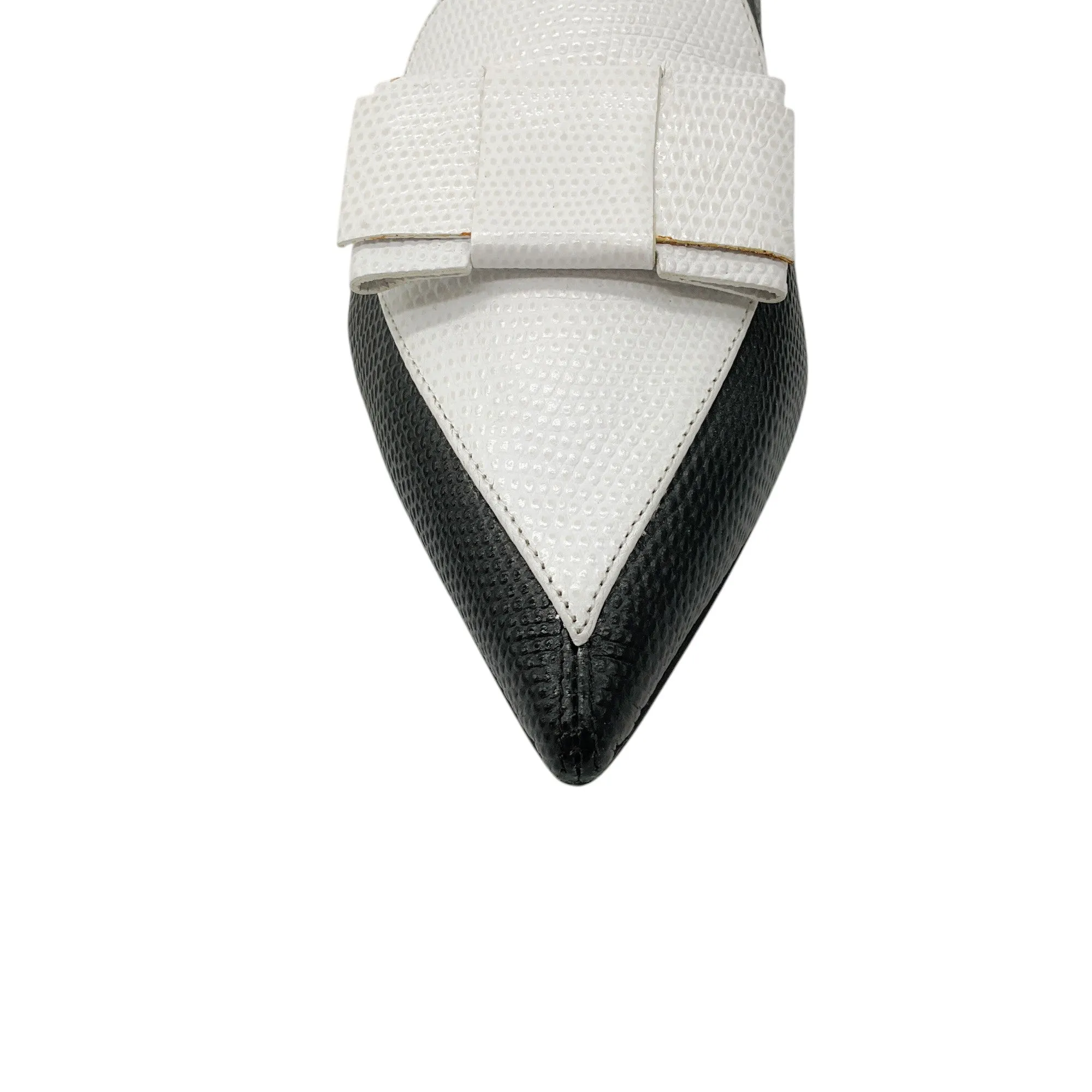 Nicholas Kirkwood x Erdem Black / White Embossed Leather Flats