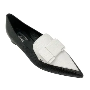 Nicholas Kirkwood x Erdem Black / White Embossed Leather Flats