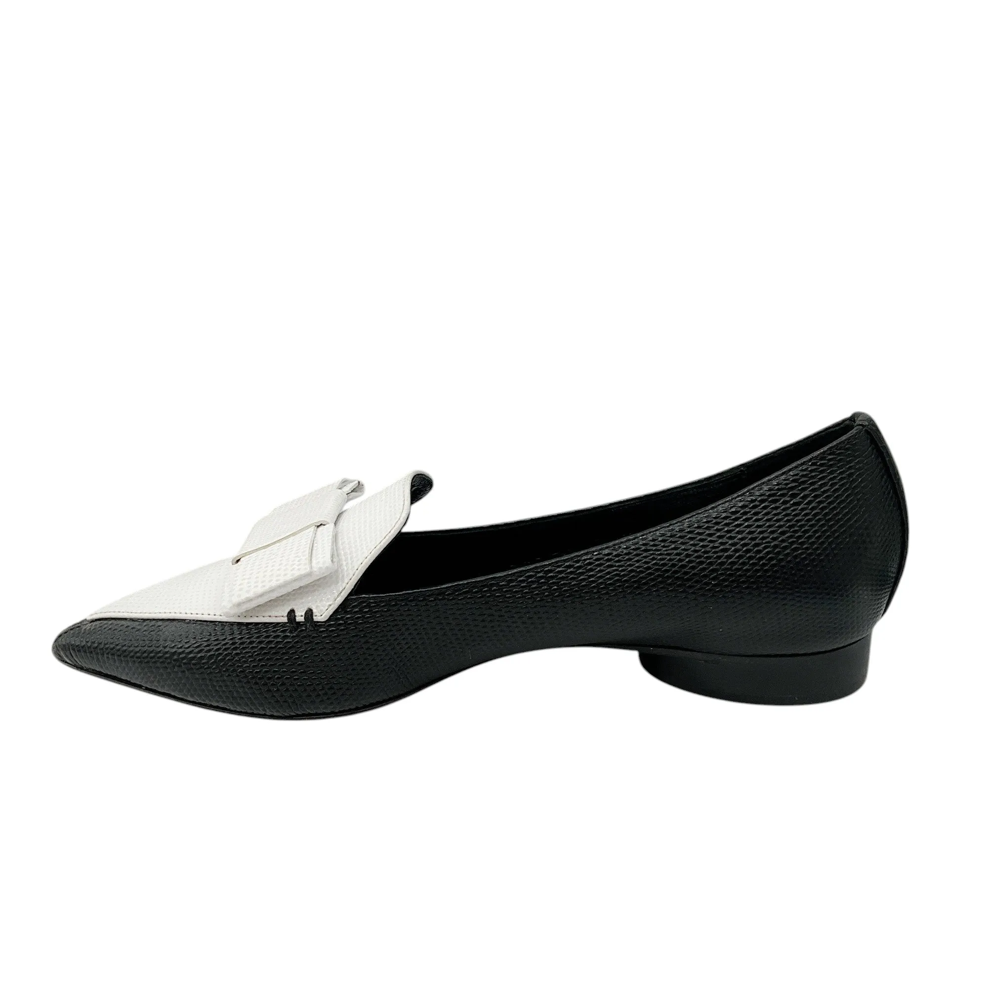 Nicholas Kirkwood x Erdem Black / White Embossed Leather Flats