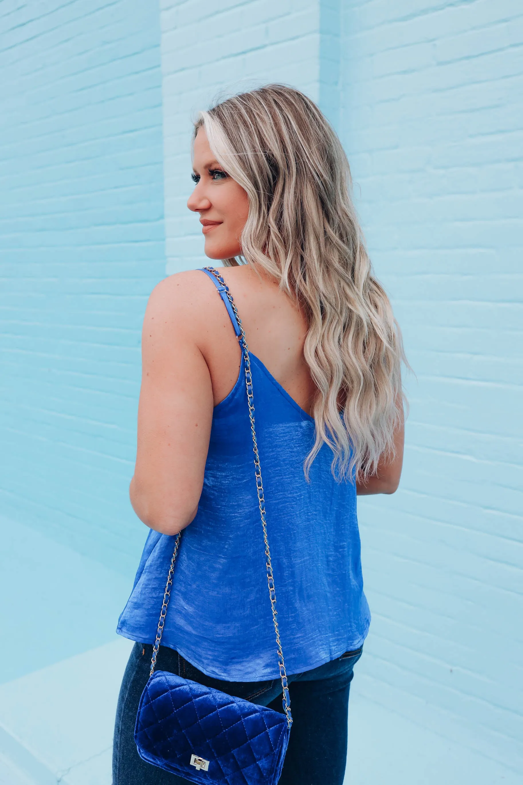 Nicole Satin Cami Top - Royal Blue
