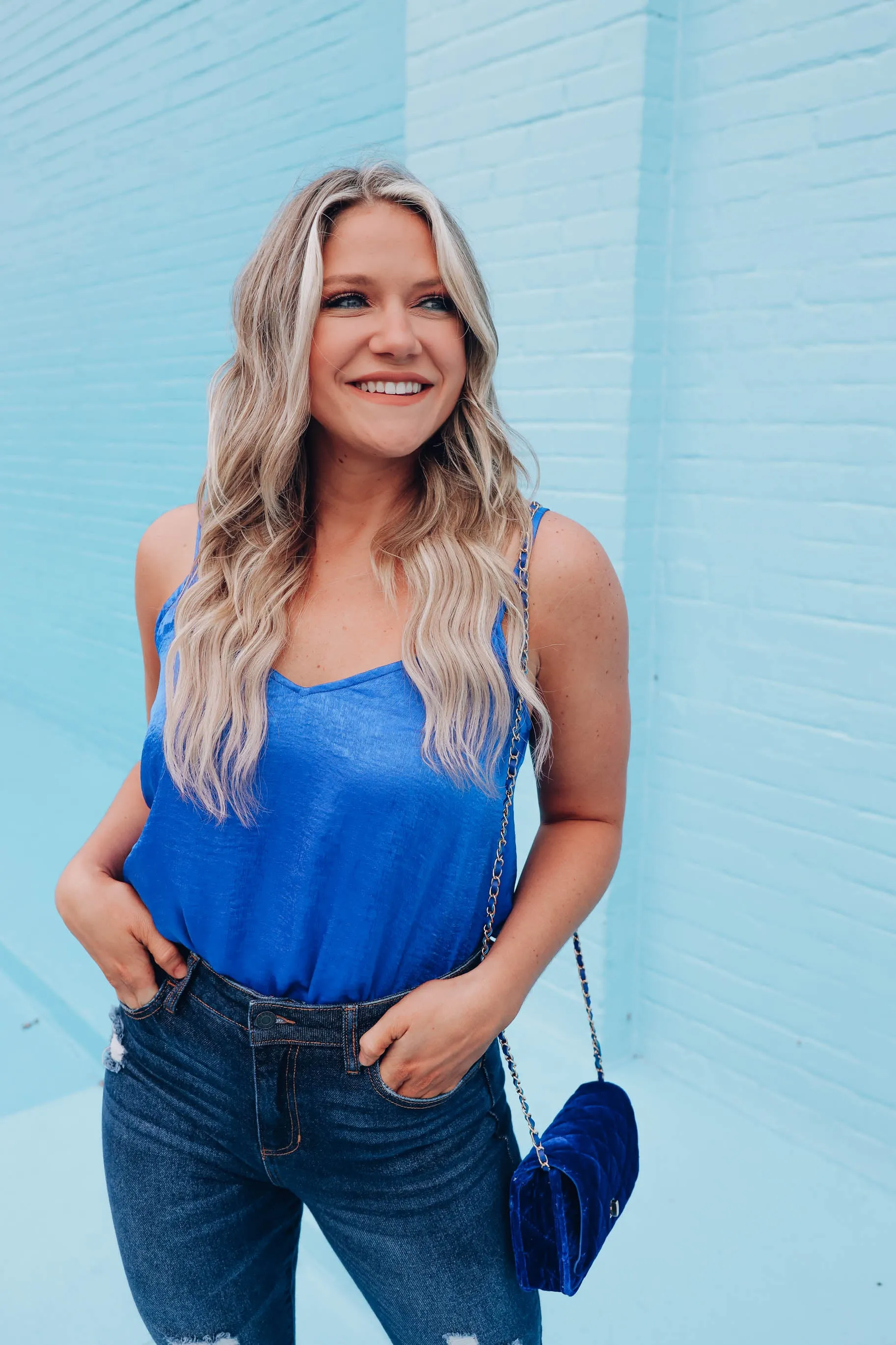 Nicole Satin Cami Top - Royal Blue