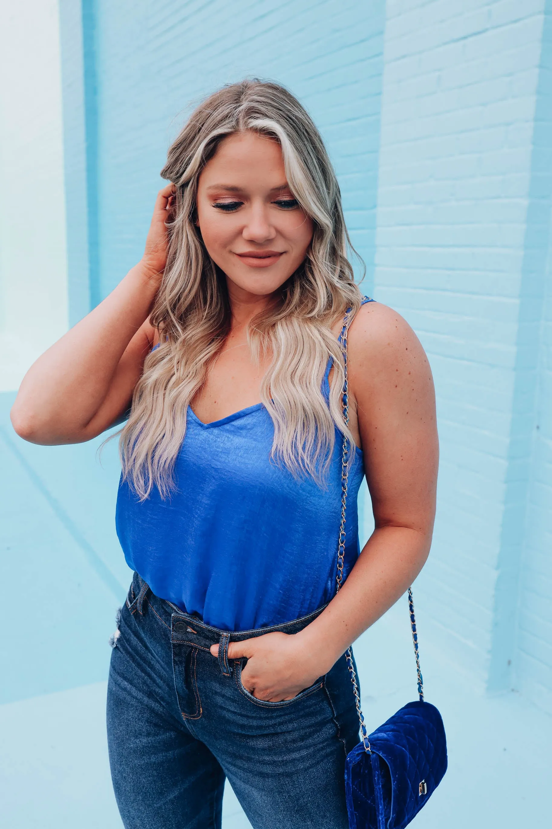 Nicole Satin Cami Top - Royal Blue