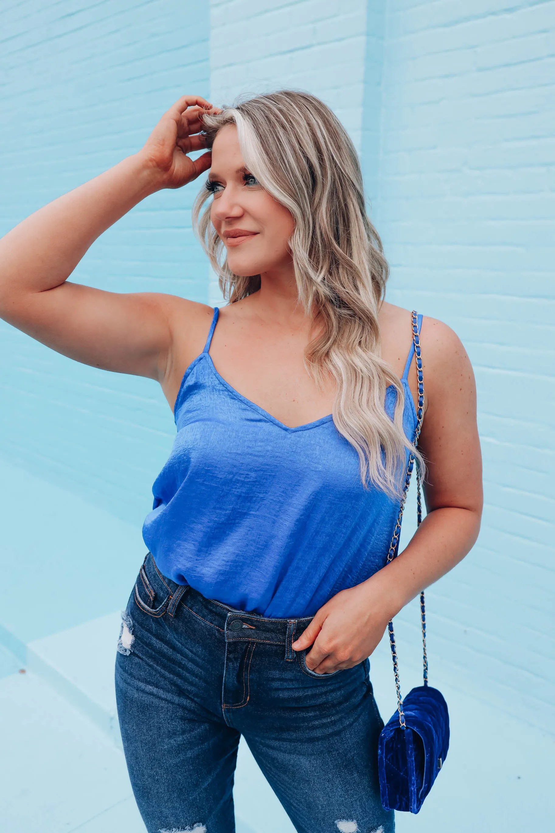 Nicole Satin Cami Top - Royal Blue