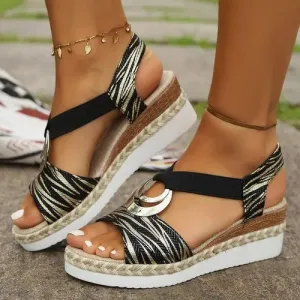 'Nolana' Peep Toe Wide Strap Wedges