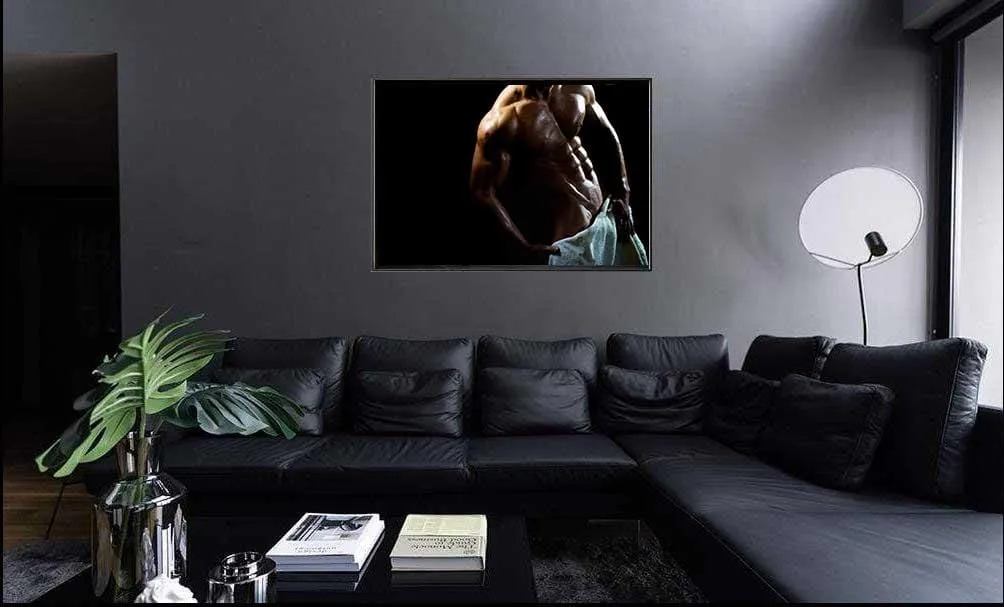 nude muscular male with towel  wrap color poster