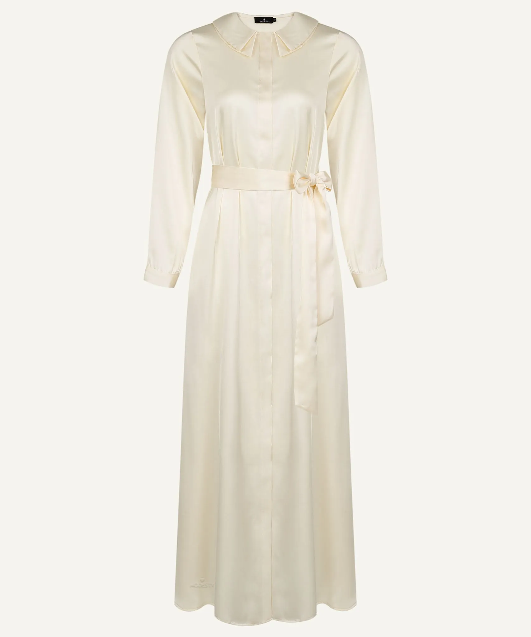 Opal Satin Double Flat Collar Button Down Dress