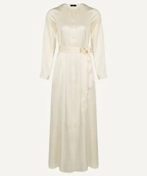 Opal Satin Double Flat Collar Button Down Dress