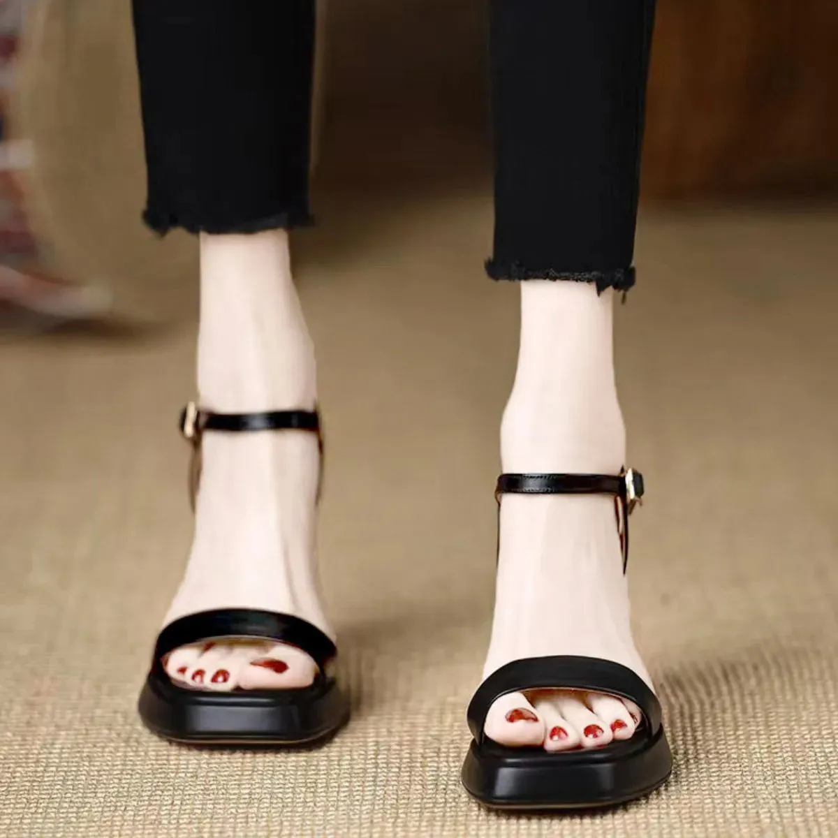 Open Toe Block Heels Sandals