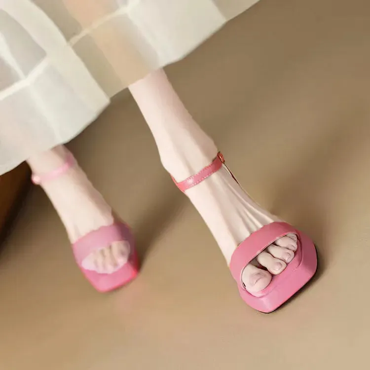 Open Toe Block Heels Sandals